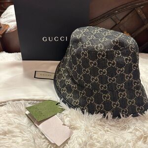 Brand new authentic Gucci black denim bucket hat